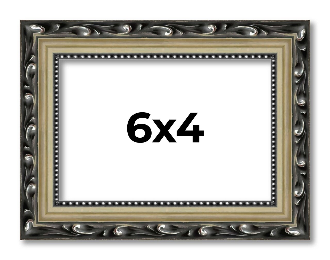 6x4 Solid Wood Antique Picture Frame with UV-Resistant Acrylic & Acid-Free Backing, Available in 4 Finishes: Bronze, Gold, Silver, and Gold with Black